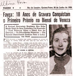 Notícia publicada no jornal Última Hora - 26-06-1958