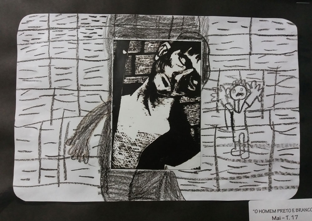 Trabalho de um aluno utilizando imagem de antigo calendário do Instituto Fayga Ostrower
