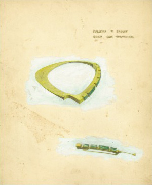 Pulseira e broche, aquarela de Fayga, sem data